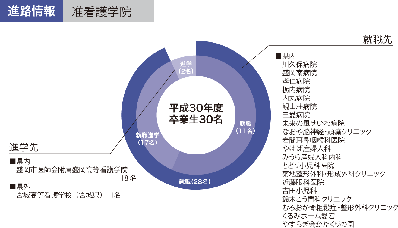 准看護学院の進路情報グラフ 平成30年度